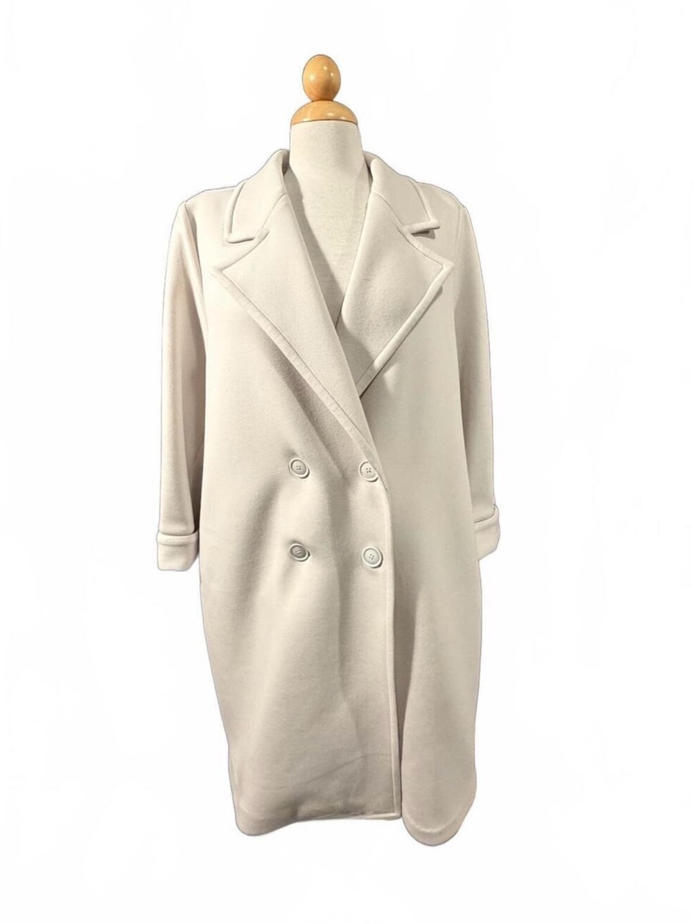 Lane Bryant Women's Cream Double-Breasted Coat Size 16
